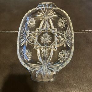 VINTAGE ANCHOR HOCKING STAR OF DAVID GLASS DIVIDED RELISH DISH. Great Condition